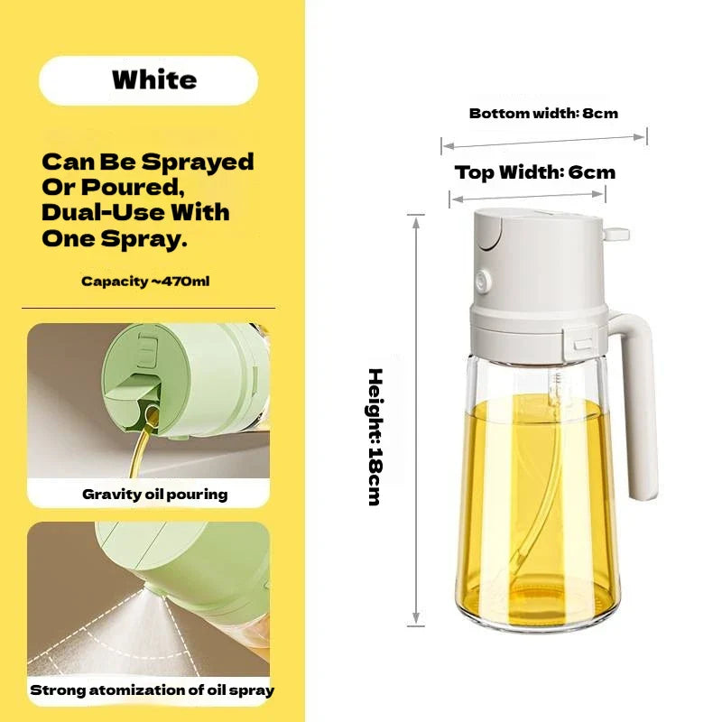 2 in 1 Oil Sprayer and Dispenser Bottle | Cooking Oil Spray Bottle for BBQ, Air Fryer, and Salad