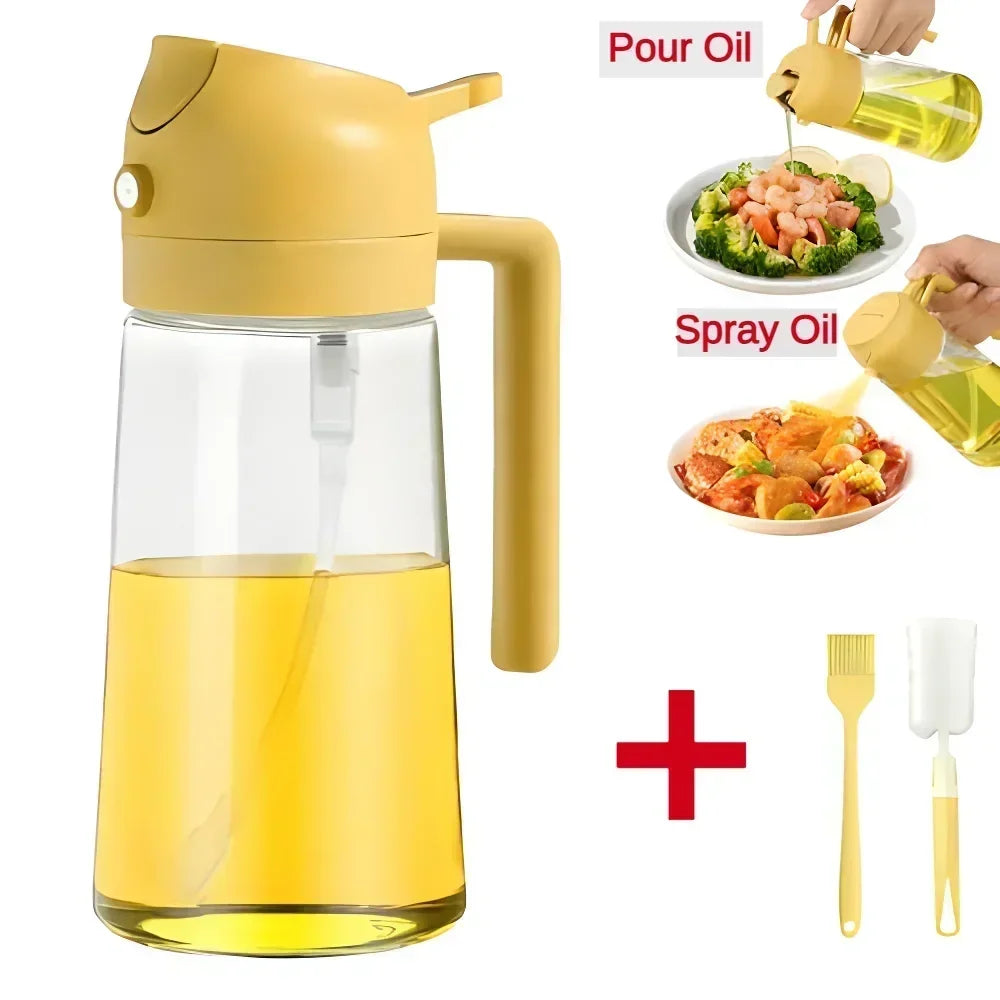 2 in 1 Oil Sprayer and Dispenser Bottle | Cooking Oil Spray Bottle for BBQ, Air Fryer, and Salad