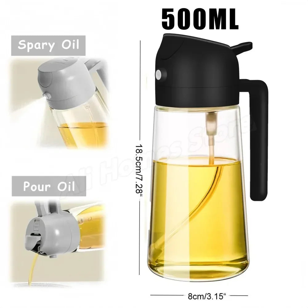 2 in 1 Oil Sprayer and Dispenser Bottle | Cooking Oil Spray Bottle for BBQ, Air Fryer, and Salad