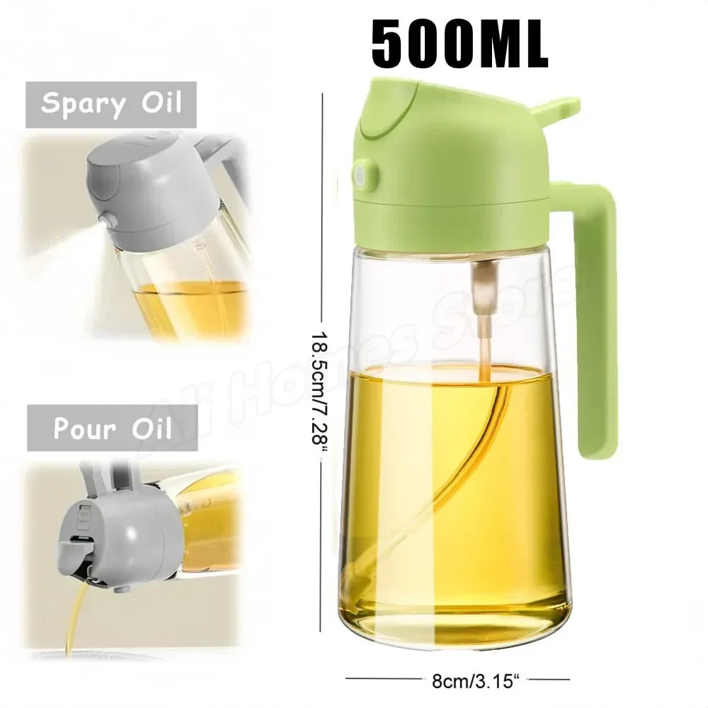 2 in 1 Oil Sprayer and Dispenser Bottle | Cooking Oil Spray Bottle for BBQ, Air Fryer, and Salad