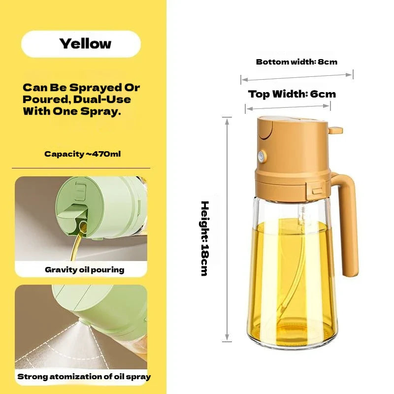 2 in 1 Oil Sprayer and Dispenser Bottle | Cooking Oil Spray Bottle for BBQ, Air Fryer, and Salad