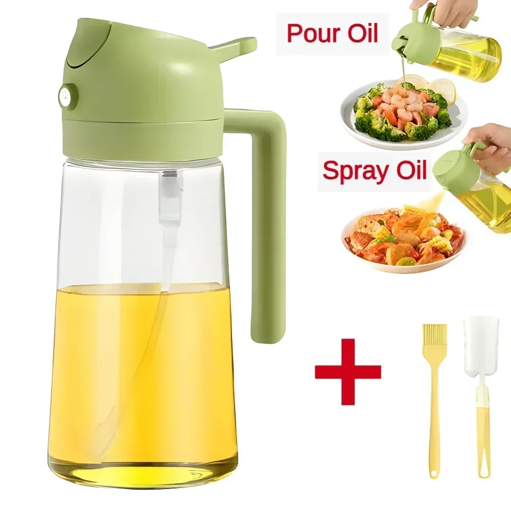 2 in 1 Oil Sprayer and Dispenser Bottle | Cooking Oil Spray Bottle for BBQ, Air Fryer, and Salad
