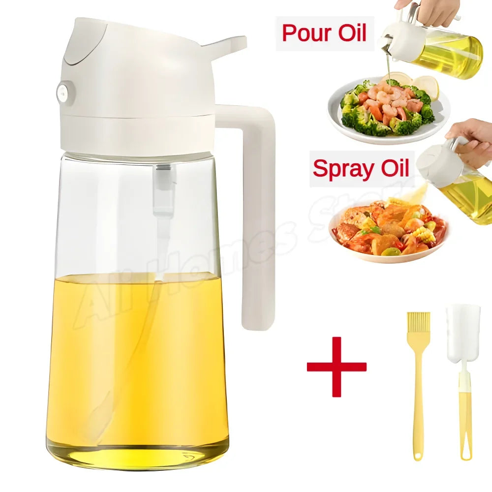 2 in 1 Oil Sprayer and Dispenser Bottle | Cooking Oil Spray Bottle for BBQ, Air Fryer, and Salad